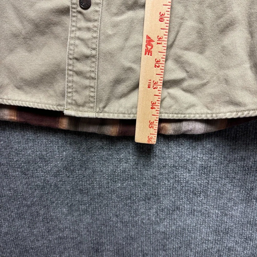 LL Bean Mens XL Tall Khaki Canvas Flannel Lined Shirt Jacket Plaid Heavy Cotton